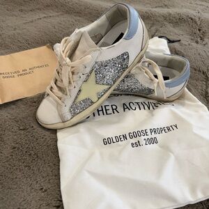 Golden Goose Women's Silver Glitter Star Sneakers